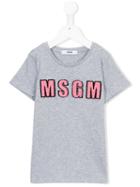 Msgm Kids Logo Appliqué T-shirt, Girl's, Size: 10 Yrs, Grey