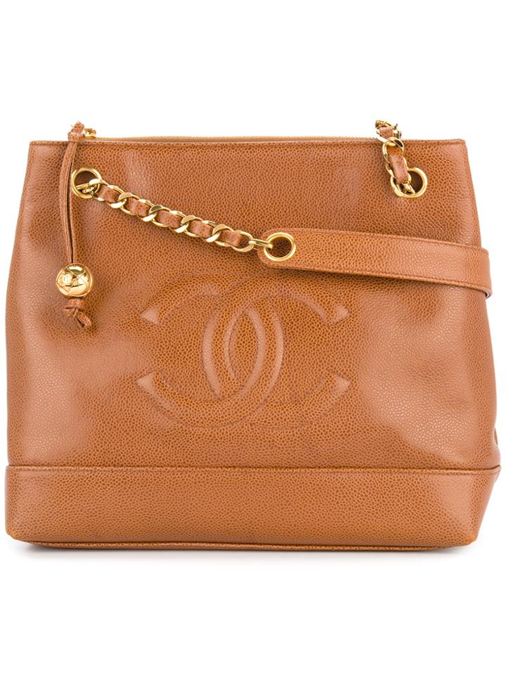 Chanel Vintage Cc Logos Chain Shoulder Bag Caviar Skin - Brown