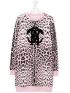 Roberto Cavalli Junior Leopard Print Logo Dress - Pink