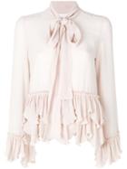 See By Chloé - Ruffled Pussy Bow Blouse - Women - Polyester/viscose - 40, Nude/neutrals, Polyester/viscose