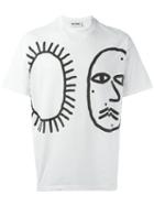 Sunnei Face Print T-shirt, Men's, Size: Medium, White, Cotton