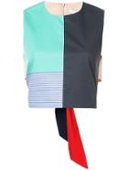 Tibi Colour Block Tie Back Top - Blue