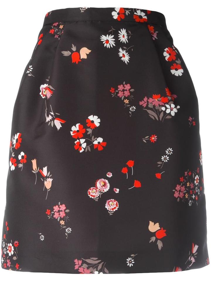 Red Valentino Floral Print Skirt, Women's, Size: 40, Black, Polyester