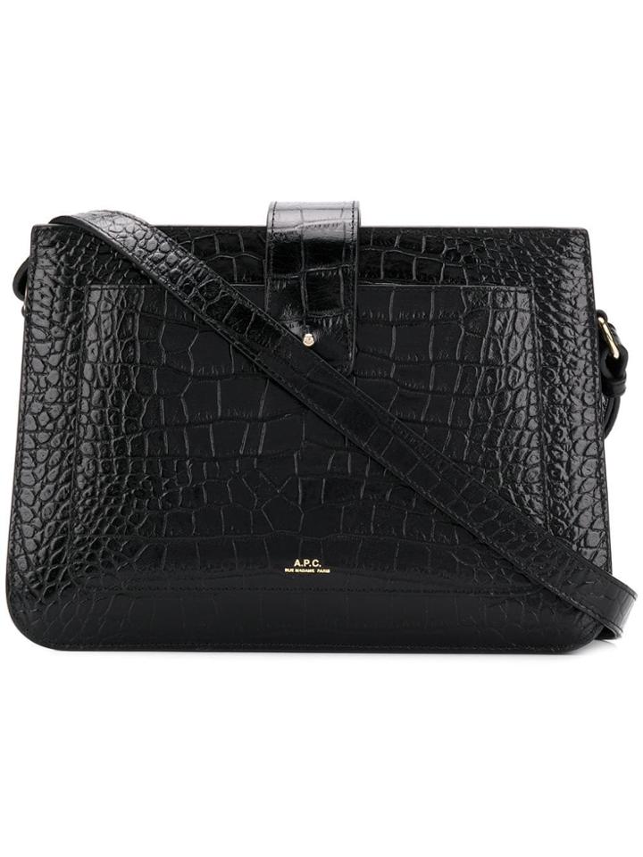A.p.c. Crocodile-embossed Crossbody Bag - Black
