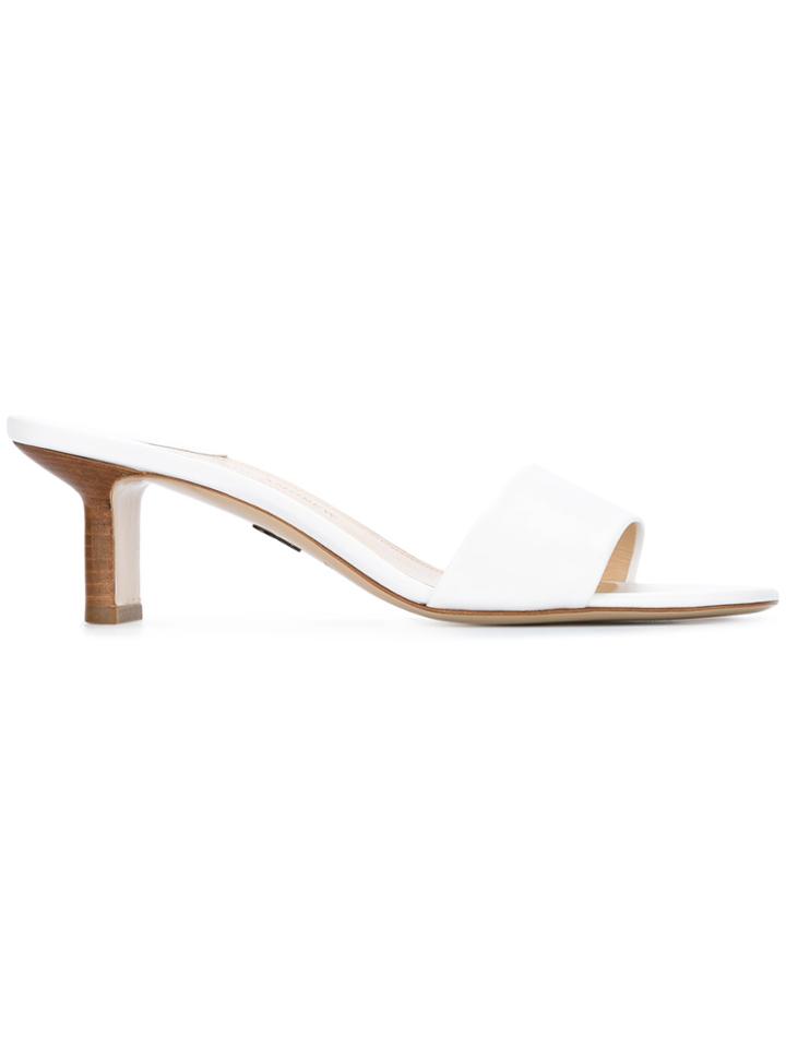 Paul Andrew Kitten Heeled Mules - White