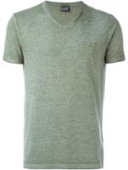 Ea7 Emporio Armani Chest Logo V-neck T-shirt, Men's, Size: Xxl, Green, Polyester/cotton