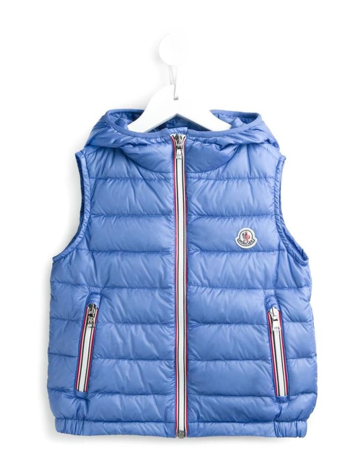 Moncler Kids Striped Trim Padded Gilet, Boy's, Size: 10 Yrs, Blue