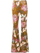 Black Coral Flared Floral Trousers - Nude & Neutrals