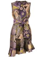 Josie Natori Floral-jacquard Asymmetric Dress - Blue