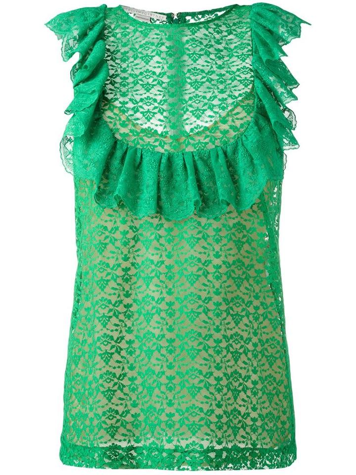 Stella Mccartney Flounce Sleeveless Blouse, Women's, Size: 42, Green, Cotton/polyester