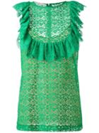 Stella Mccartney Flounce Sleeveless Blouse, Women's, Size: 42, Green, Cotton/polyester