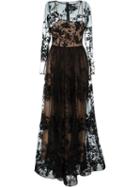 Zuhair Murad Sheer Embroidered Gown, Women's, Size: 38, Black, Silk/polyester/viscose