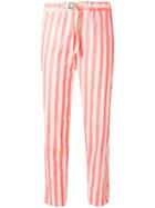 White Sand Striped Slim Fit Trousers - Neutrals