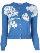 Oscar De La Renta Toile Du Jouy Sequin Cardigan - Blue