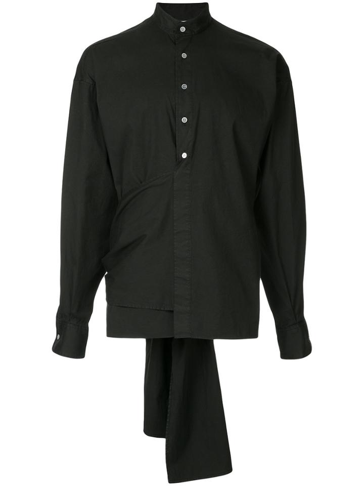 Hed Mayner Belted Wrap Shirt - Black