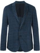 Z Zegna Checked Single Breasted Blazer, Men's, Size: 48, Blue, Polyamide/cupro/wool