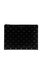 Saint Laurent Star-embossed Pouch Bag - Black