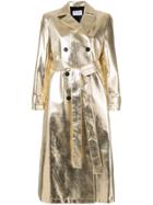 Osman Double-breasted Metallic Trench Coat - Gold