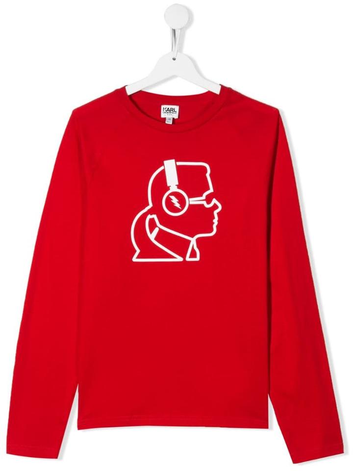 Karl Lagerfeld Kids Teen Karl Profile Print Top - Red