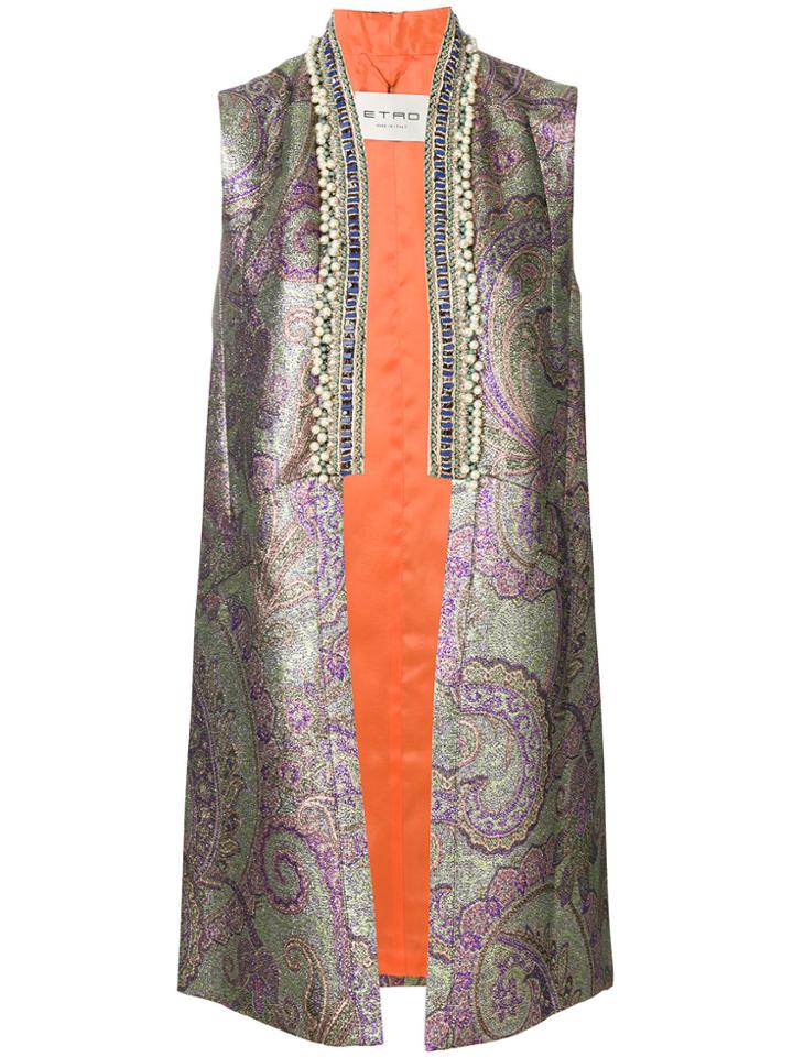 Etro Metallic Jacquard Embellished Waistcoat - Multicolour