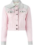 Fendi Bag Bugs Cropped Jacket, Women's, Size: 40, Pink/purple, Lamb Skin/silk