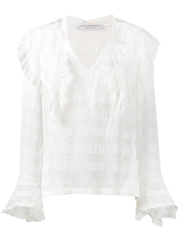 Philosophy Di Lorenzo Serafini V-neck Ruffle Blouse - White