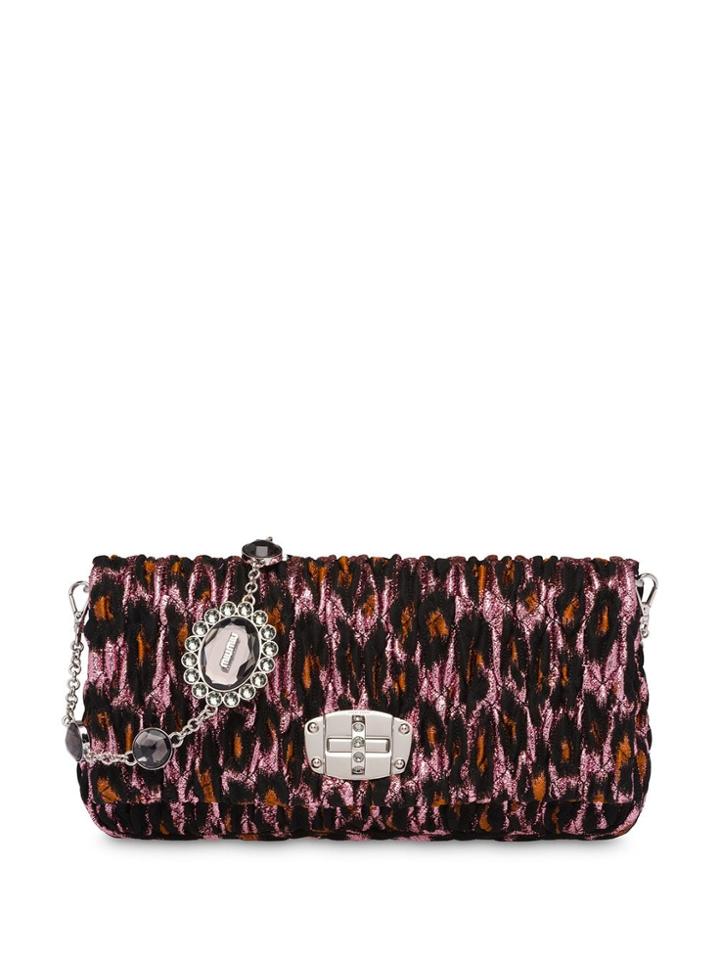 Miu Miu Lamé Jacquard Bag With Embellishments - Pink