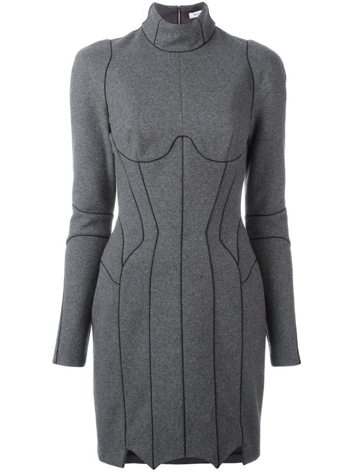 Mugler Panelled Fitted Dress - Grey