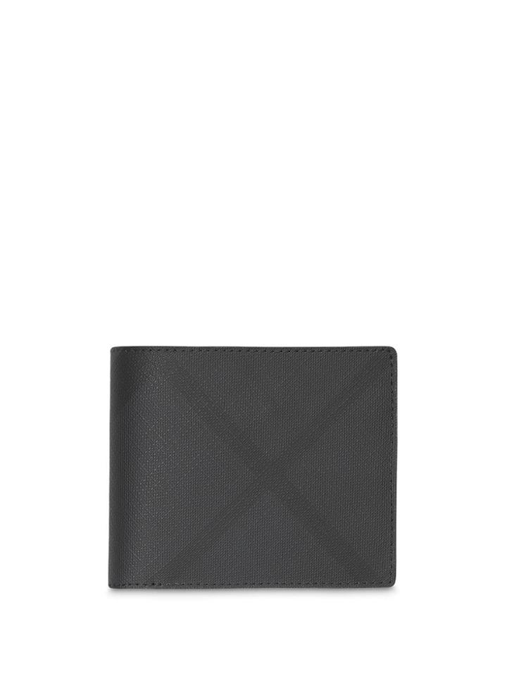 Burberry London Check Bifold Wallet With Id Card Case - Black