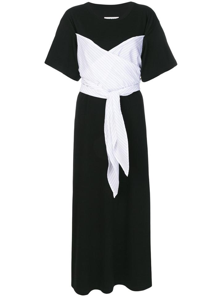Mm6 Maison Margiela Wrap Detail T-shirt Dress - Black