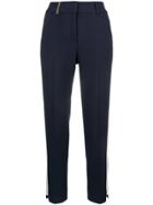 Peserico Side Stripe Cropped Trousers - Blue