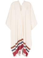 Three Graces Striped Poncho - White