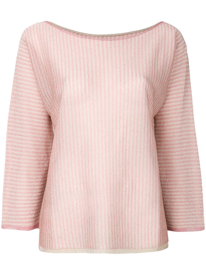 Twin-set Striped Metallic Blouse - Nude & Neutrals