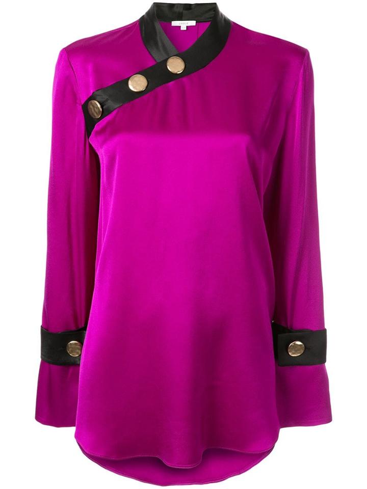 Layeur Button Shoulder Blouse - Purple