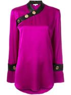 Layeur Button Shoulder Blouse - Purple