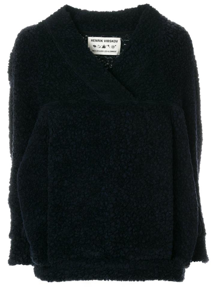 Henrik Vibskov V-neck Teddy Textured Sweater - Blue