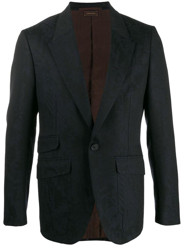 Ermenegildo Zegna Geometric Single Breasted Blazer - Black