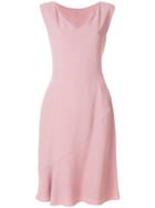 Alberta Ferretti V-neck Back Tie Midi Dress - Pink & Purple