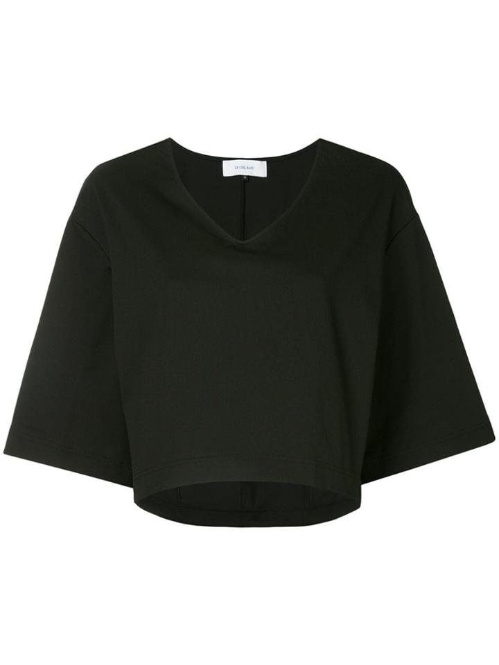 Le Ciel Bleu Cropped Short-sleeve Top - Black