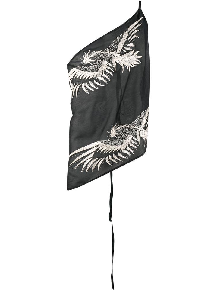 Ann Demeulemeester Flying Birds Body Belt, Men's, Black, Cotton/rayon/silk