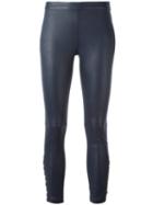 Pierre Balmain Skinny Leather Pants, Women's, Size: 38, Blue, Lamb Skin