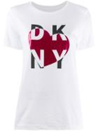 Dkny Heart Logo Print T-shirt - White