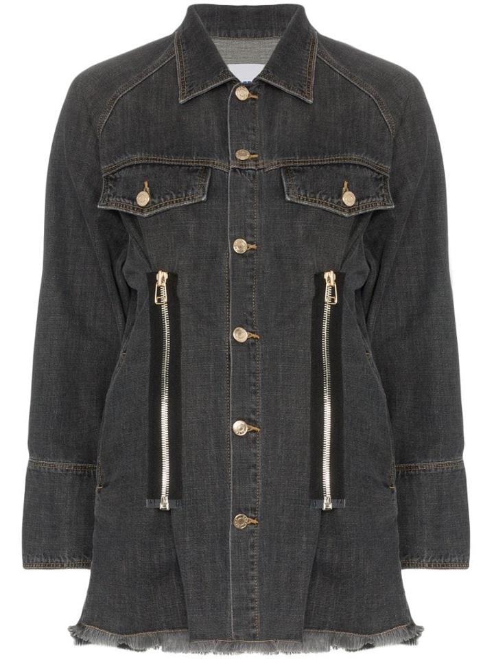 Sjyp Zip Detail Denim Jacket - Black