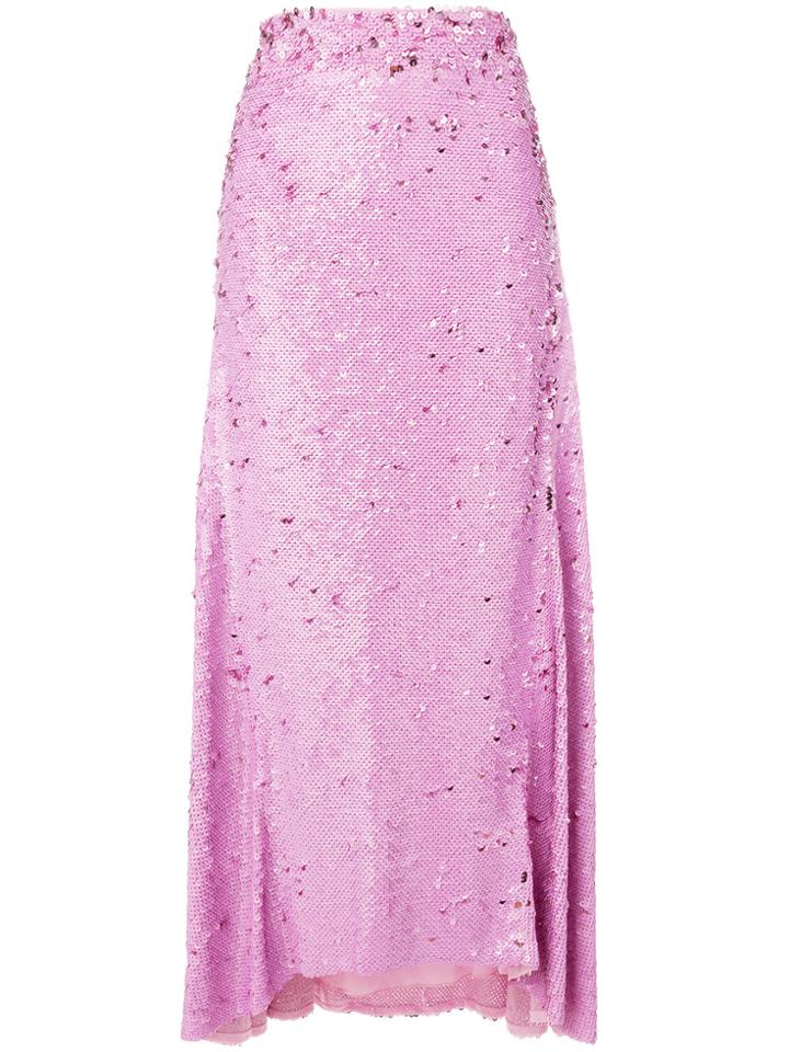 Nina Ricci Draped Sequined Skirt - Pink & Purple