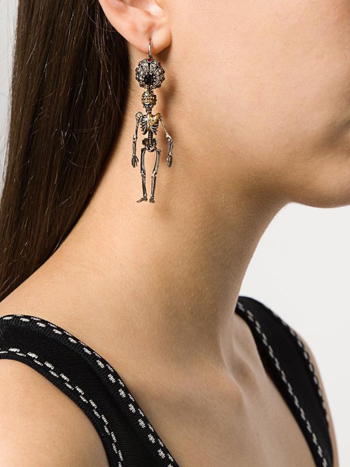 Alexander Mcqueen Skeleton Earrings - Silver
