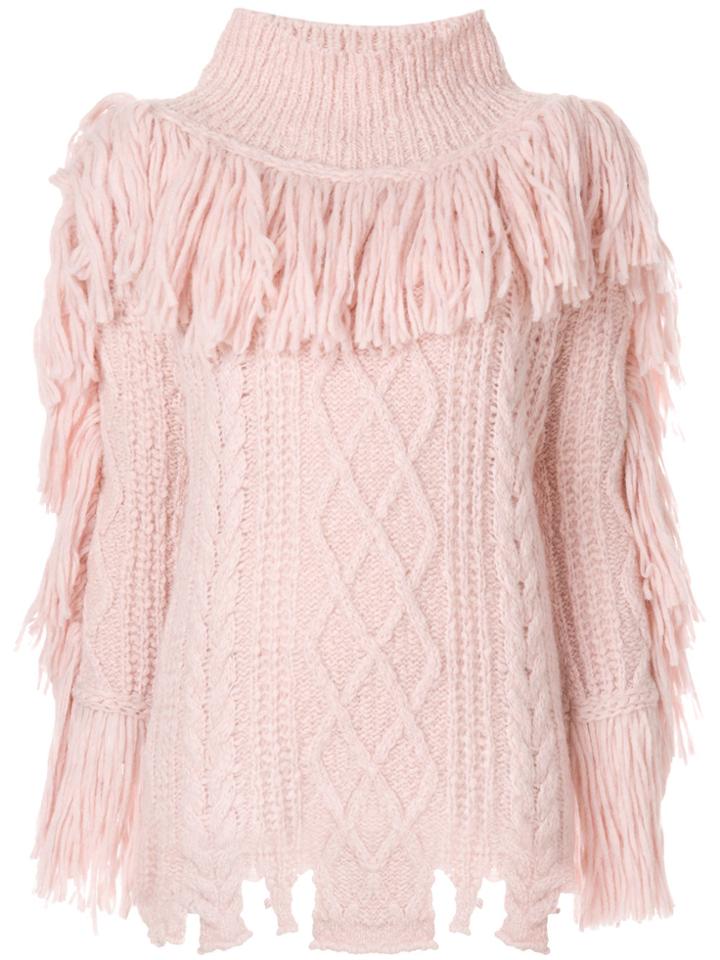 Philosophy Di Lorenzo Serafini Fringed Turtleneck Sweater - Pink &