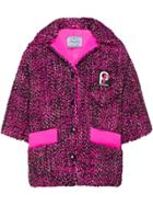 Prada Short-sleeve Tweed Jacket - Pink