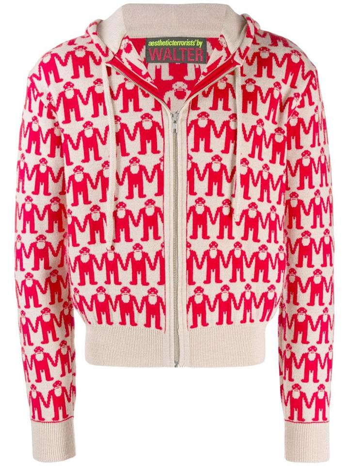Walter Van Beirendonck Pre-owned Intarsia Walter Logo Hoodie - Red