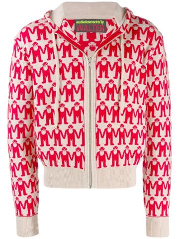Walter Van Beirendonck Pre-owned Intarsia Walter Logo Hoodie - Red