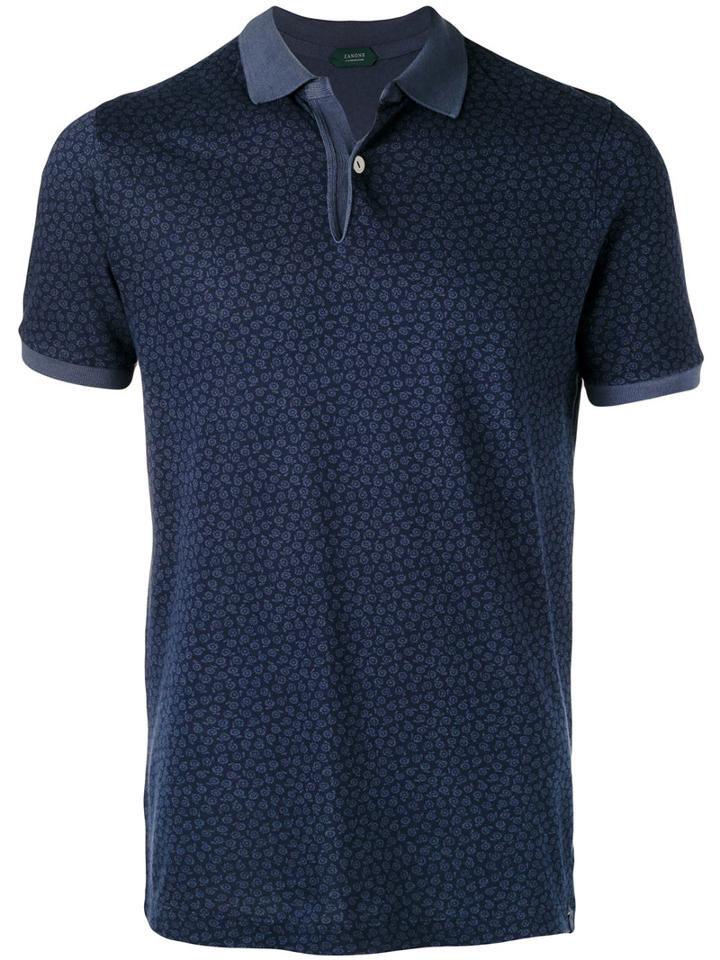 Zanone - Floral Polo Shirt - Men - Cotton - Xxl, Blue, Cotton